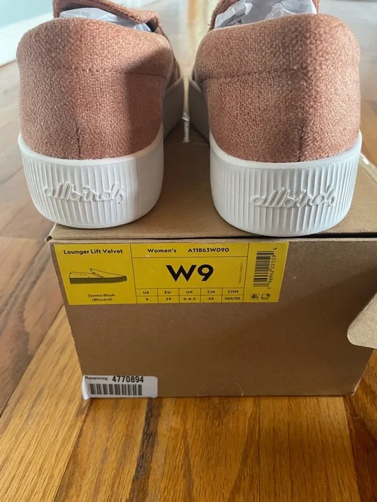 allbirds Women's lounger lift velvet, sienna blush W9 NEW - Picture 6 of 9